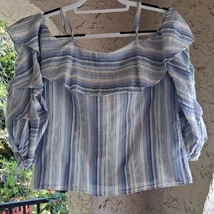 Amanda Uprichard Blue and White Striped Blouse